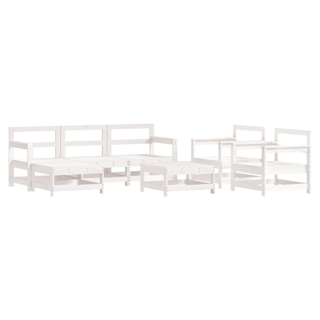 Set Divani da Giardino 7pz con Cuscini in Legno Massello Bianco | homemem39