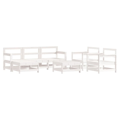 Set Divani da Giardino 7pz con Cuscini in Legno Massello Bianco | homemem39