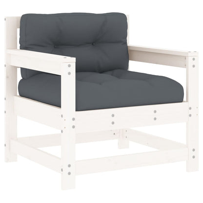 Set Divani da Giardino 7pz con Cuscini in Legno Massello Bianco | homemem39