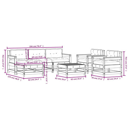 Set Divani da Giardino 7pz con Cuscini in Legno Massello Bianco | homemem39