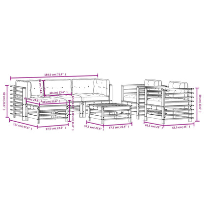 Set Divani da Giardino 7pz con Cuscini in Legno Massello Grigio - homemem39