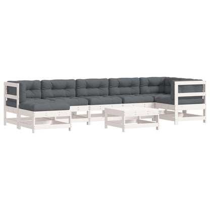 Set Divani da Giardino 8pz con Cuscini in Legno Massello Bianco | homemem39