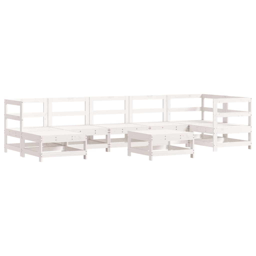 Set Divani da Giardino 8pz con Cuscini in Legno Massello Bianco | homemem39