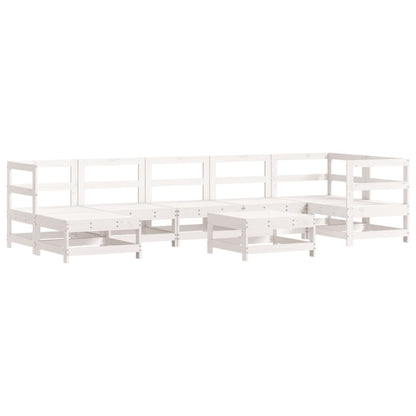 Set Divani da Giardino 8pz con Cuscini in Legno Massello Bianco | homemem39