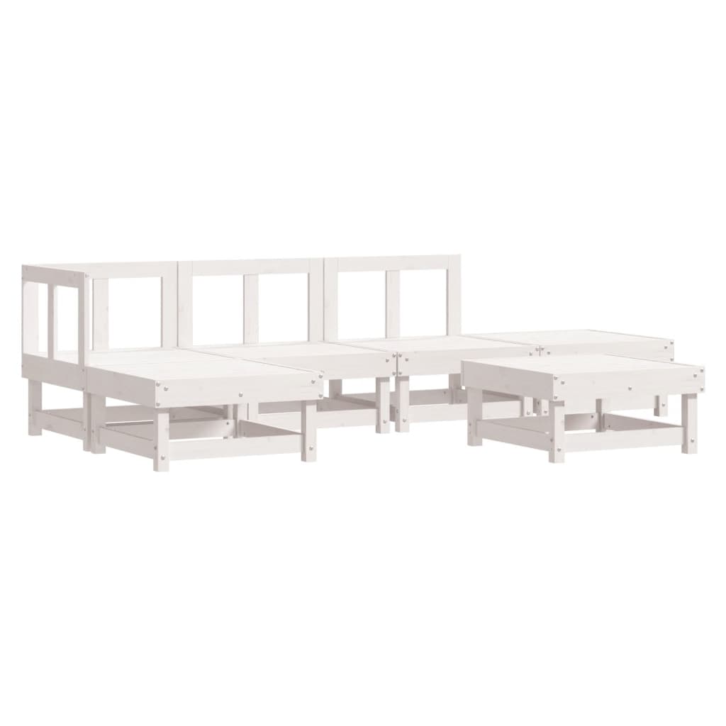 Set Divani da Giardino 6pz con Cuscini in Legno Massello Bianco - homemem39