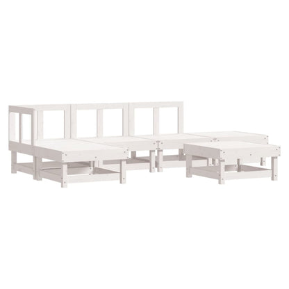Set Divani da Giardino 6pz con Cuscini in Legno Massello Bianco - homemem39