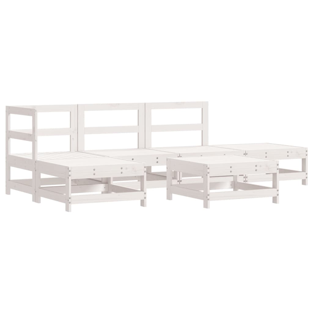Set Divani da Giardino 6pz con Cuscini in Legno Massello Bianco | homemem39