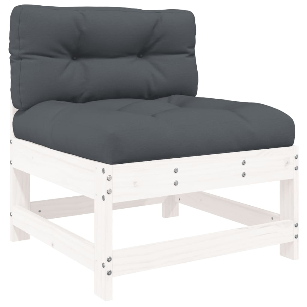 Set Divani da Giardino 6pz con Cuscini in Legno Massello Bianco | homemem39