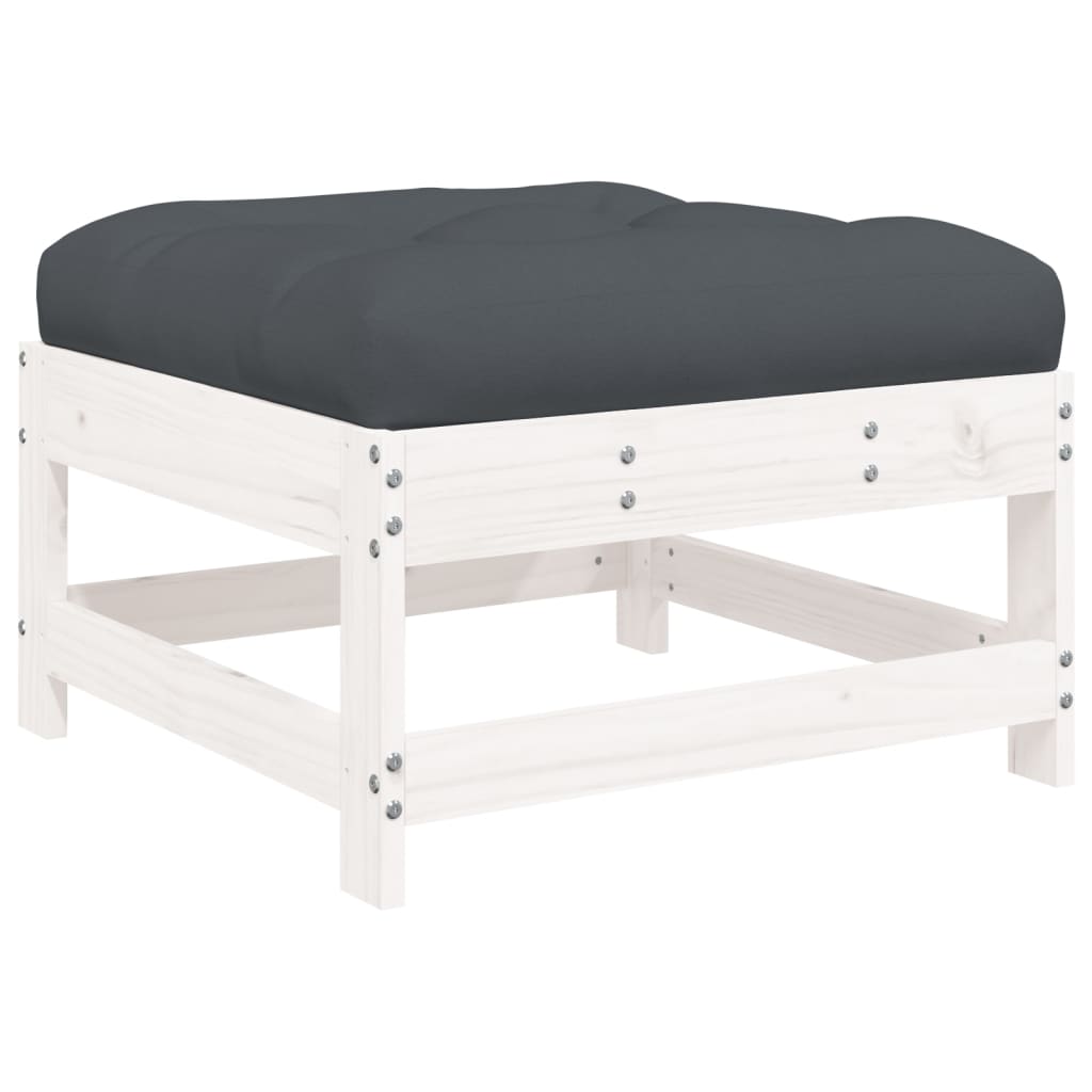 Set Divani da Giardino 6pz con Cuscini in Legno Massello Bianco | homemem39