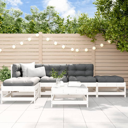 Set Divani da Giardino 6pz con Cuscini in Legno Massello Bianco | homemem39
