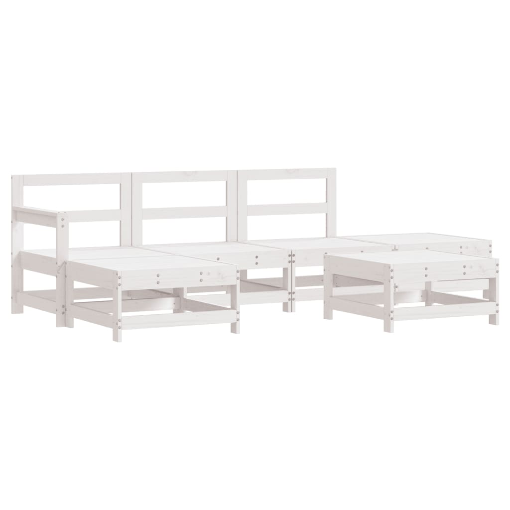 Set Divani da Giardino 6pz con Cuscini in Legno Massello Bianco | homemem39