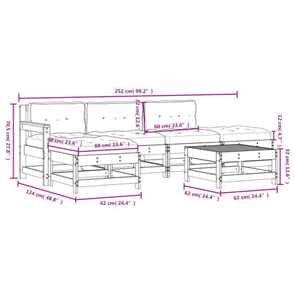 Set Divani Giardino 6 pz con Cuscini Legno Massello di Douglas