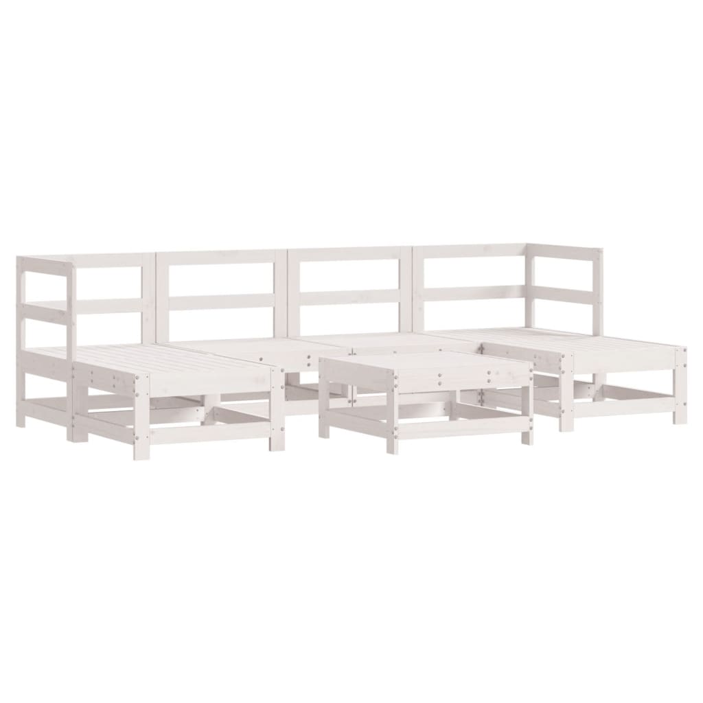 Set Divani da Giardino 7pz con Cuscini in Legno Massello Bianco | homemem39