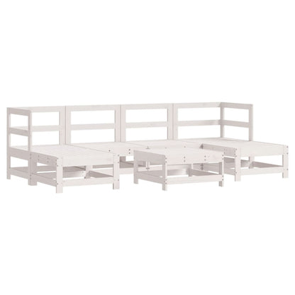 Set Divani da Giardino 7pz con Cuscini in Legno Massello Bianco | homemem39