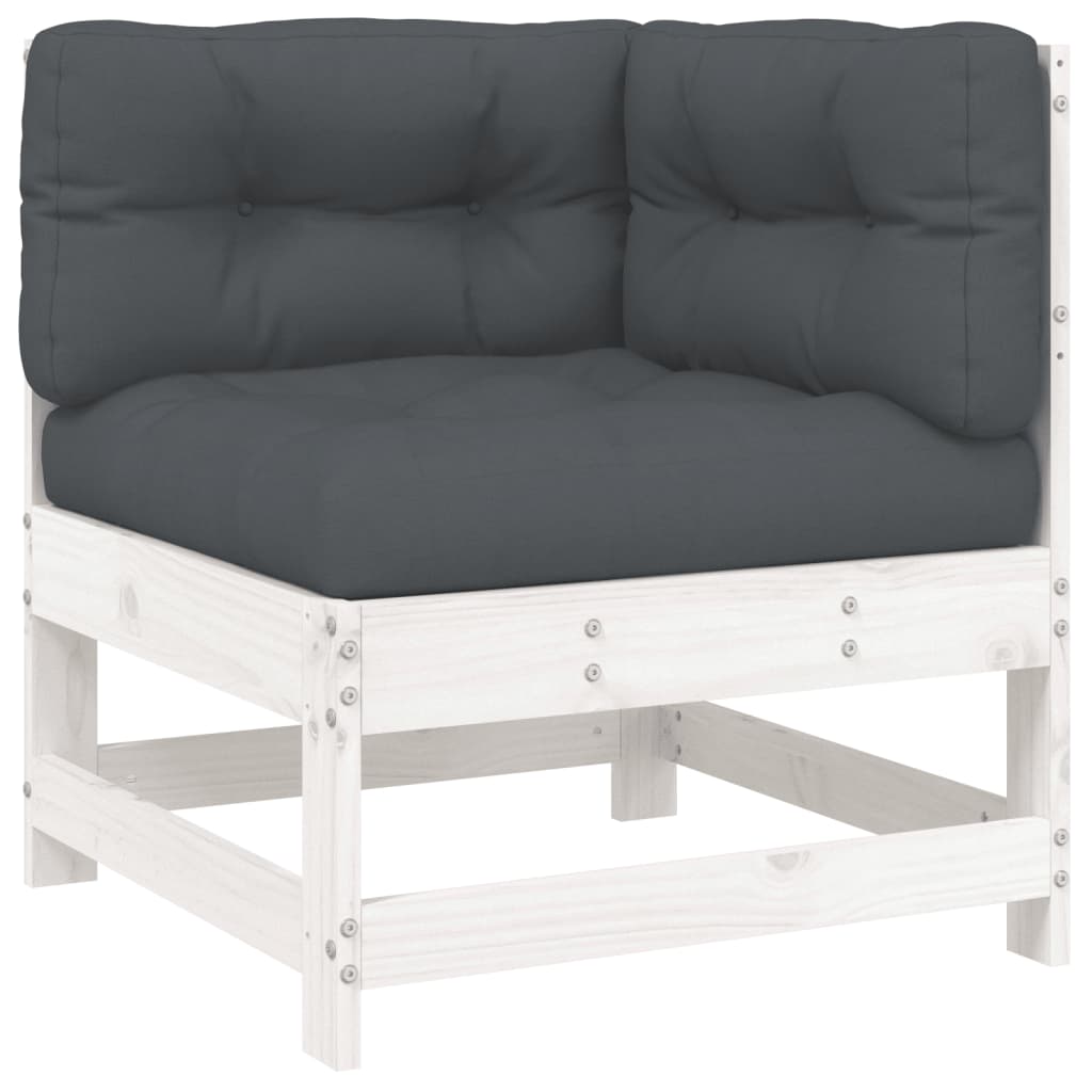 Set Divani da Giardino 7pz con Cuscini in Legno Massello Bianco | homemem39
