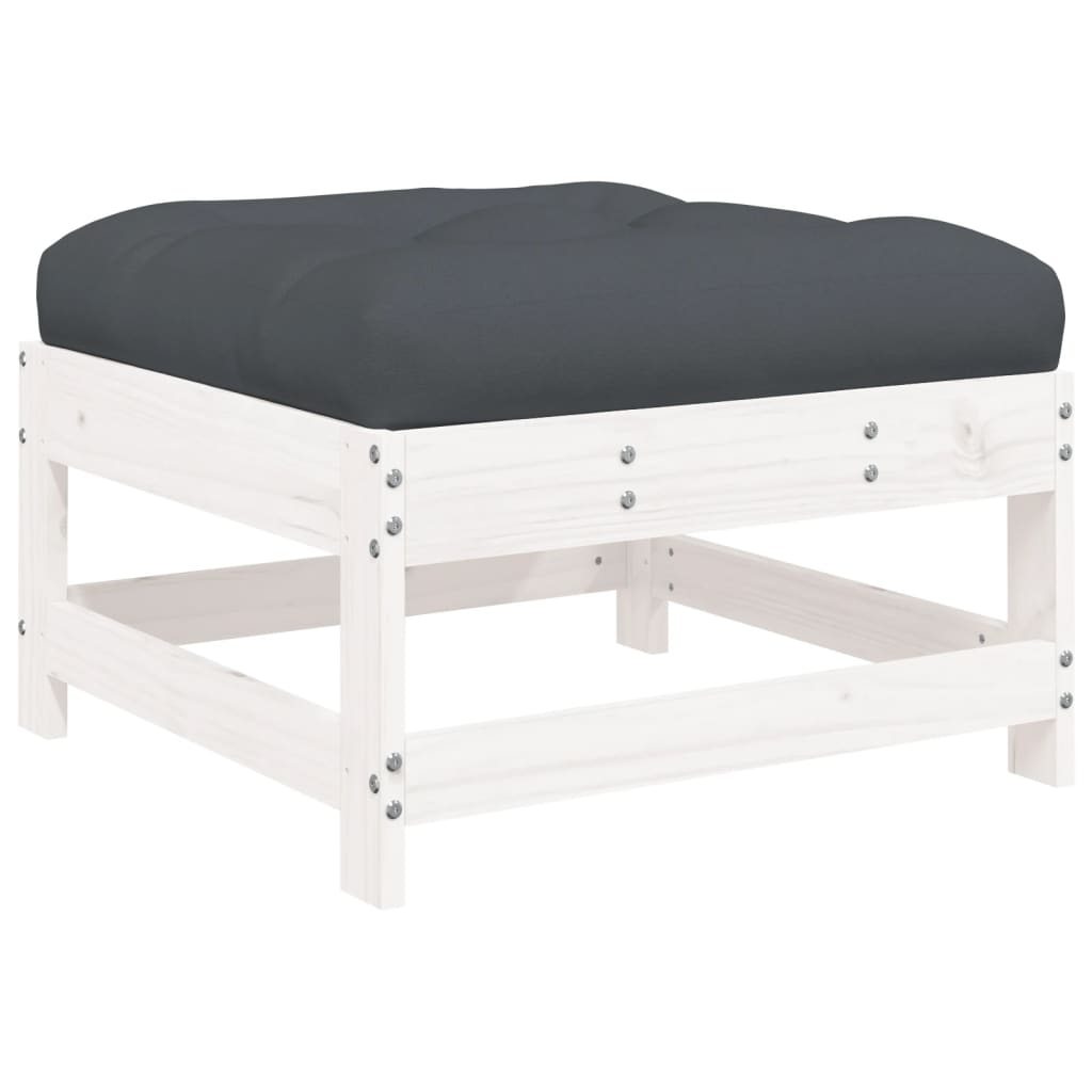 Set Divani da Giardino 7pz con Cuscini in Legno Massello Bianco | homemem39