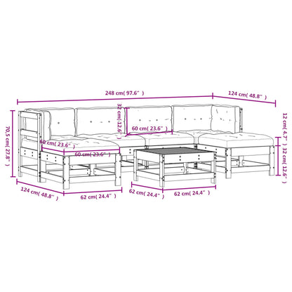 Set Divani da Giardino 7pz con Cuscini in Legno Massello Bianco | homemem39