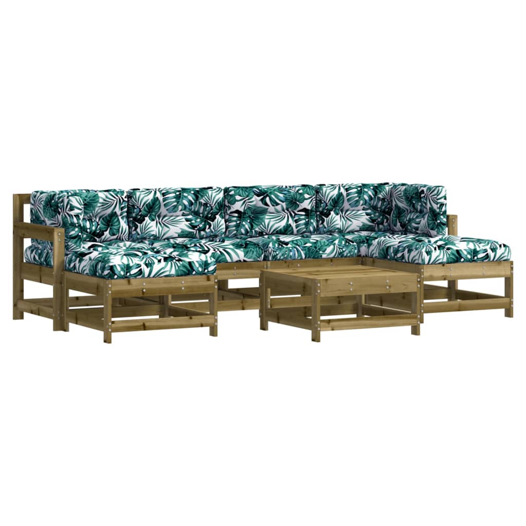 Set Divani da Giardino 7pz con Cuscini Legno Impregnato di Pino - homemem39