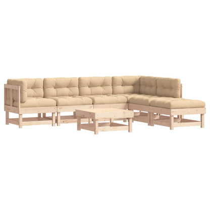 7 pc Garden Sofa Set with Solid Wood Cushions