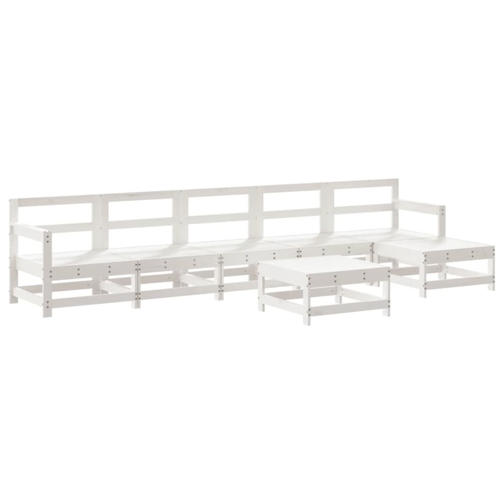 Set Divani da Giardino 7pz con Cuscini in Legno Massello Bianco | homemem39