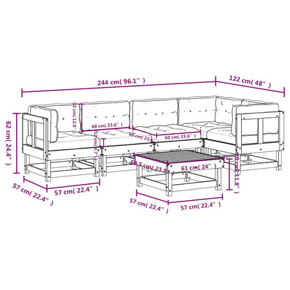 Set Divani Giardino 6 pz con Cuscini Legno Massello di Douglas | homemem39