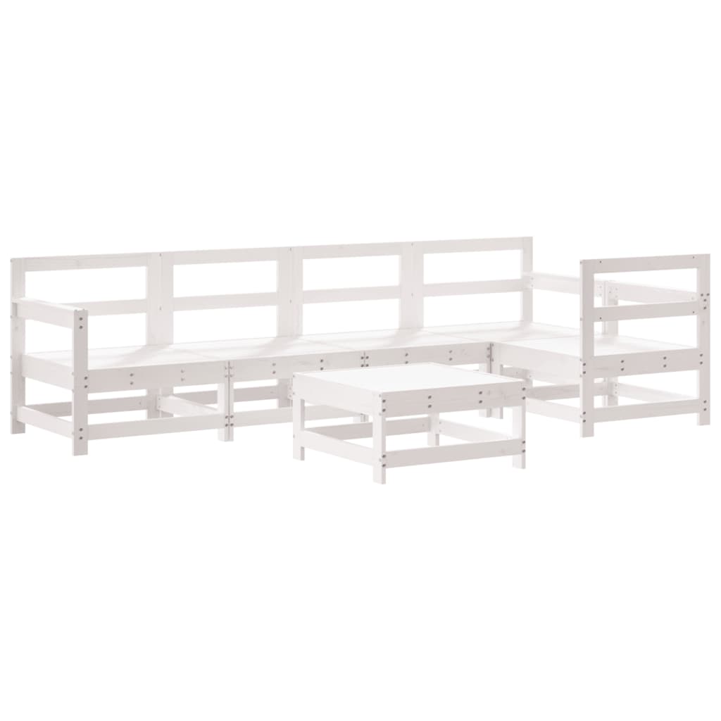 Set Divani da Giardino 6pz con Cuscini in Legno Massello Bianco | homemem39