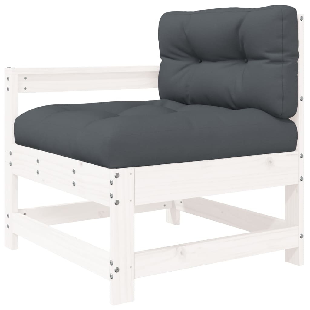 Set Divani da Giardino 6pz con Cuscini in Legno Massello Bianco | homemem39