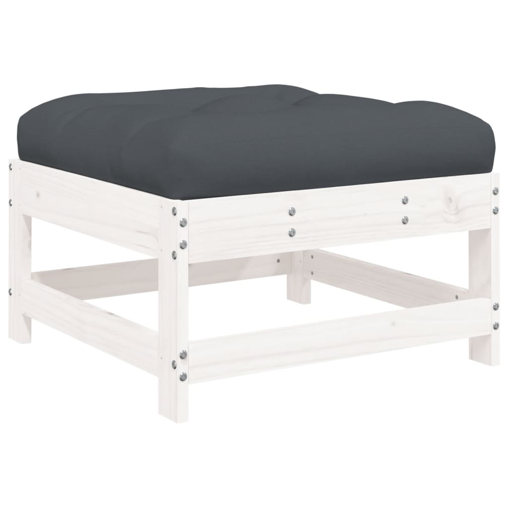 Set Divani da Giardino 6pz con Cuscini in Legno Massello Bianco | homemem39
