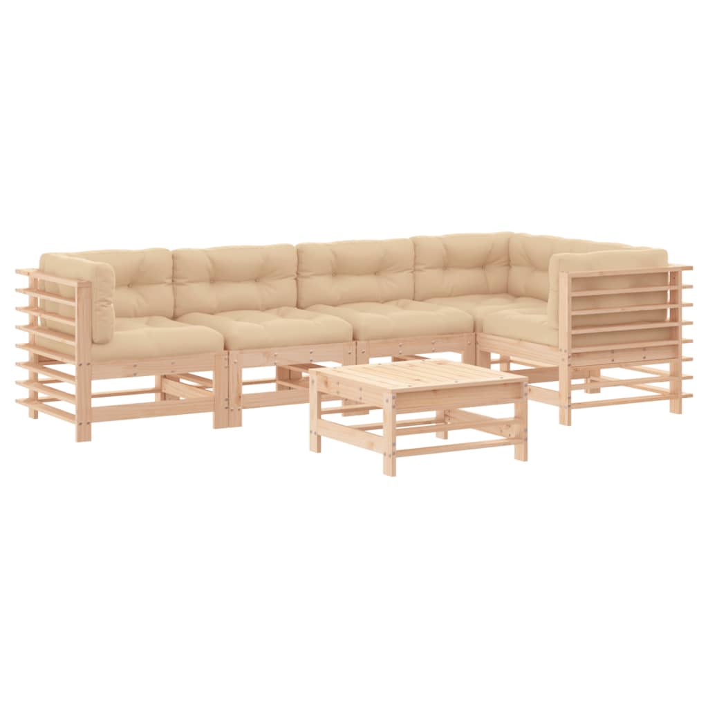 Set Divani da Giardino 6 pz con Cuscini in Legno Massello - homemem39