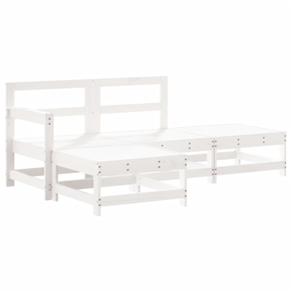 Set Divani da Giardino 4pz con Cuscini in Legno Massello Bianco | homemem39