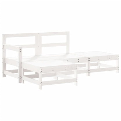 Set Divani da Giardino 4pz con Cuscini in Legno Massello Bianco | homemem39