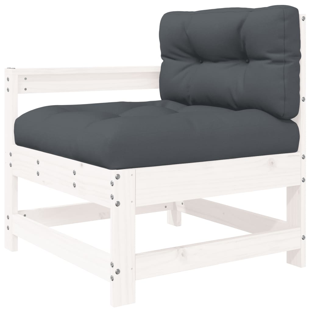 Set Divani da Giardino 4pz con Cuscini in Legno Massello Bianco | homemem39