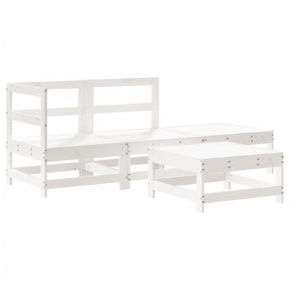 Set Divani da Giardino 4pz con Cuscini in Legno Massello Bianco | homemem39
