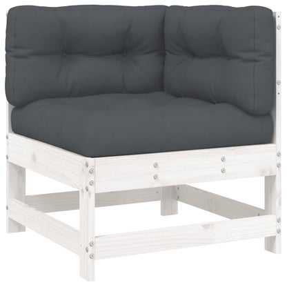 Set Divani da Giardino 4pz con Cuscini in Legno Massello Bianco | homemem39