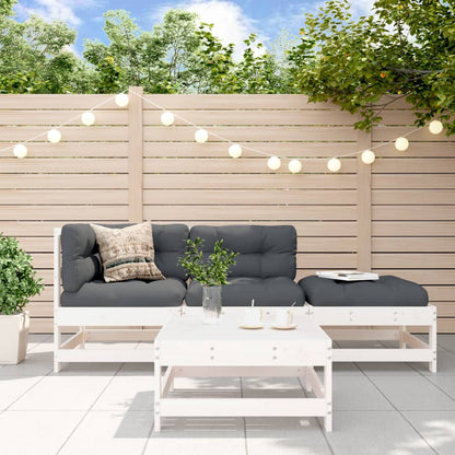 Set Divani da Giardino 4pz con Cuscini in Legno Massello Bianco | homemem39