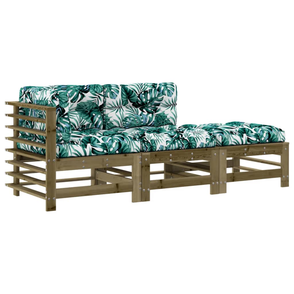 Set Divani da Giardino 3pz con Cuscini Legno Impregnato di Pino - homemem39