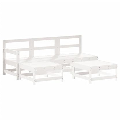 Set Divani da Giardino 5pz con Cuscini in Legno Massello Bianco | homemem39
