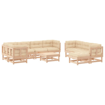 10 pc Garden Sofa Set with Solid Wood Cushions