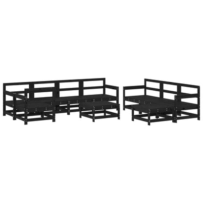 Set Divani da Giardino 10 pz con Cuscini Legno Massello Nero