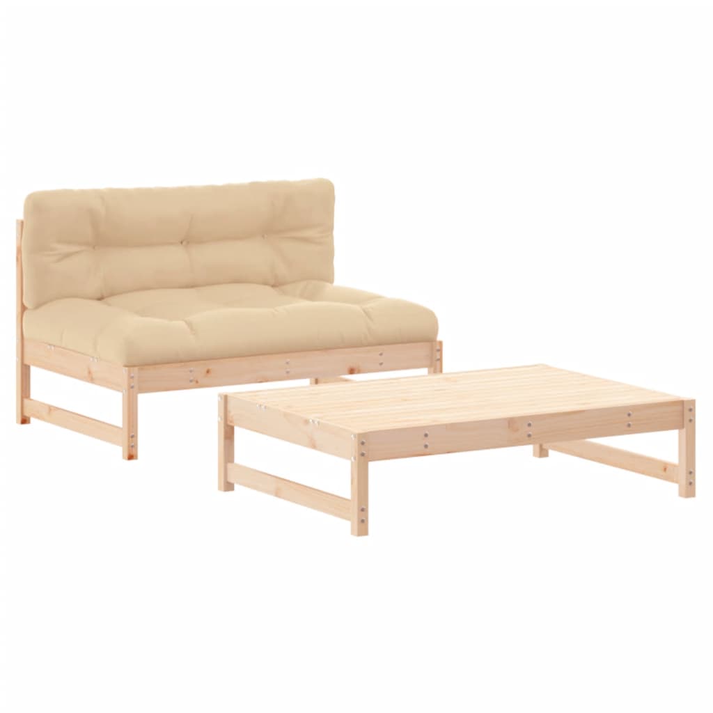 Set Divani da Giardino 2 pz con Cuscini in Legno Massello | homemem39
