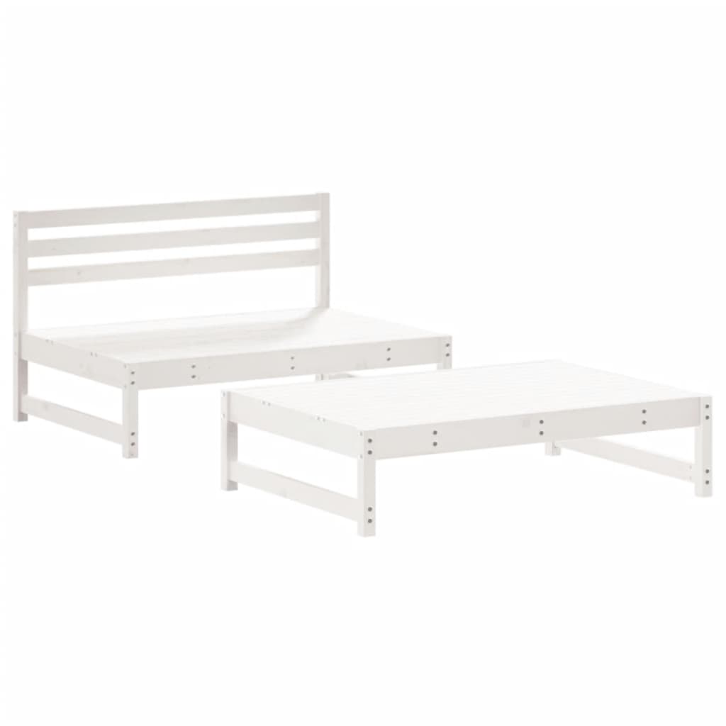 Set Divani da Giardino 2pz con Cuscini in Legno Massello Bianco - homemem39