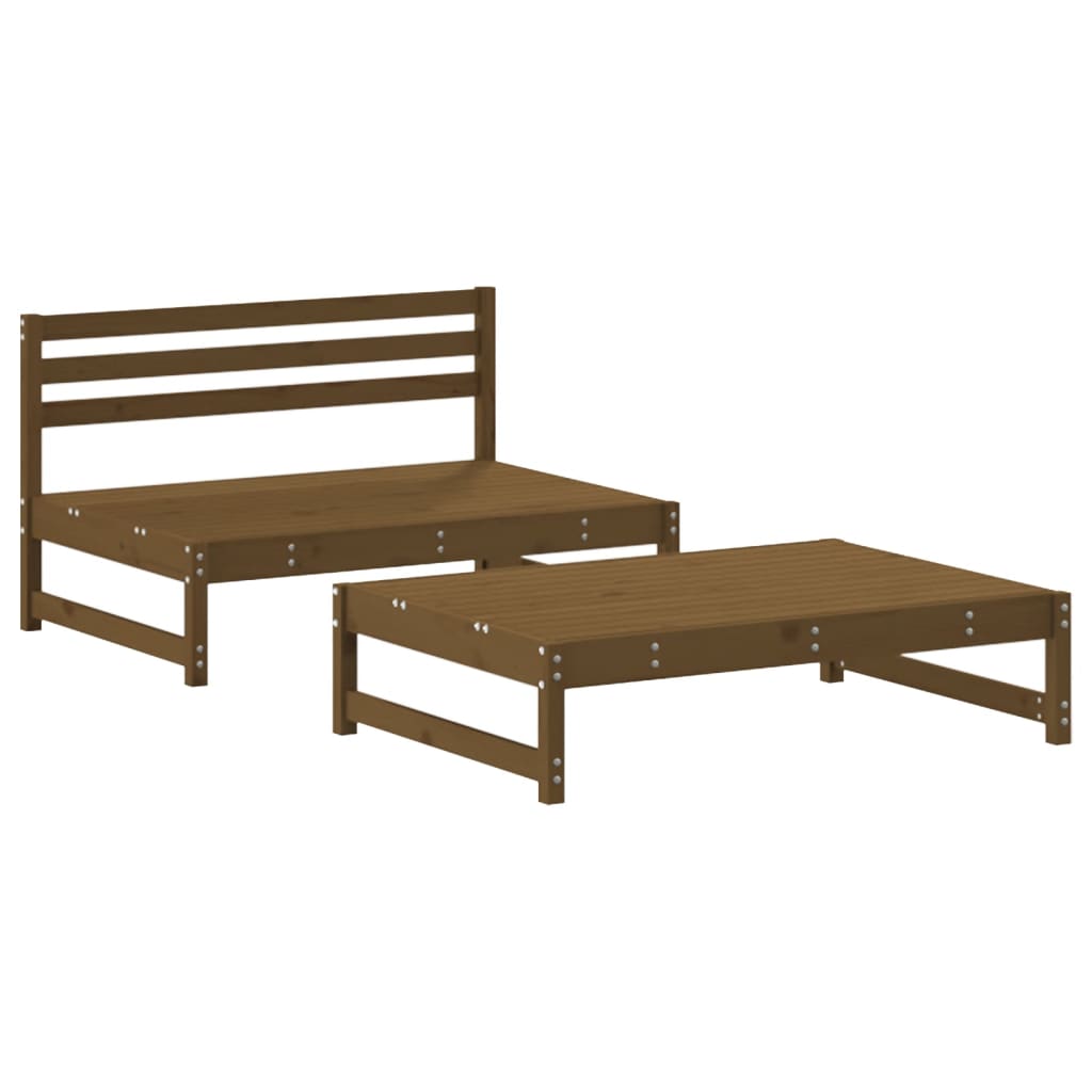 Set Divani da Giardino 2 pz con Cuscini in Legno Massello ambra - homemem39