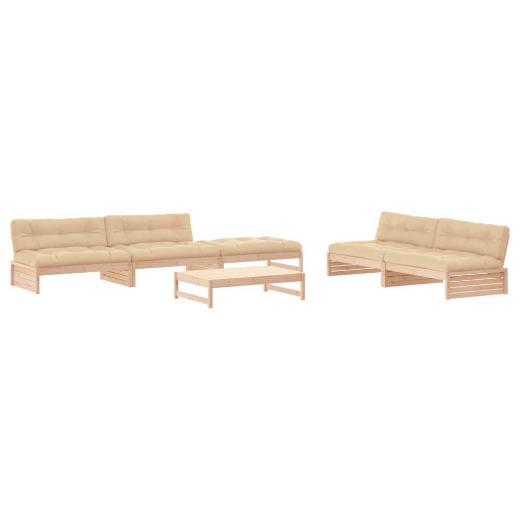 Set Divani da Giardino 6 pz con Cuscini in Legno Massello - homemem39