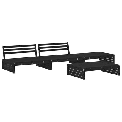 Set Divani da Giardino 4 pz con Cuscini in Legno Massello Nero - homemem39