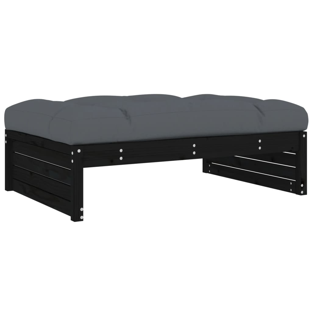 Set Divani da Giardino 4 pz con Cuscini in Legno Massello Nero - homemem39