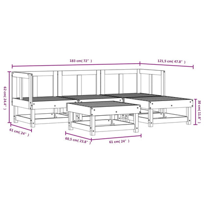 Set Salotto da Giardino 5 pz in Legno Massello di Douglas
