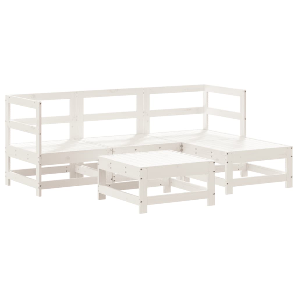Set Salotto da Giardino 5 pz Bianco in Legno Massello di Pino - homemem39