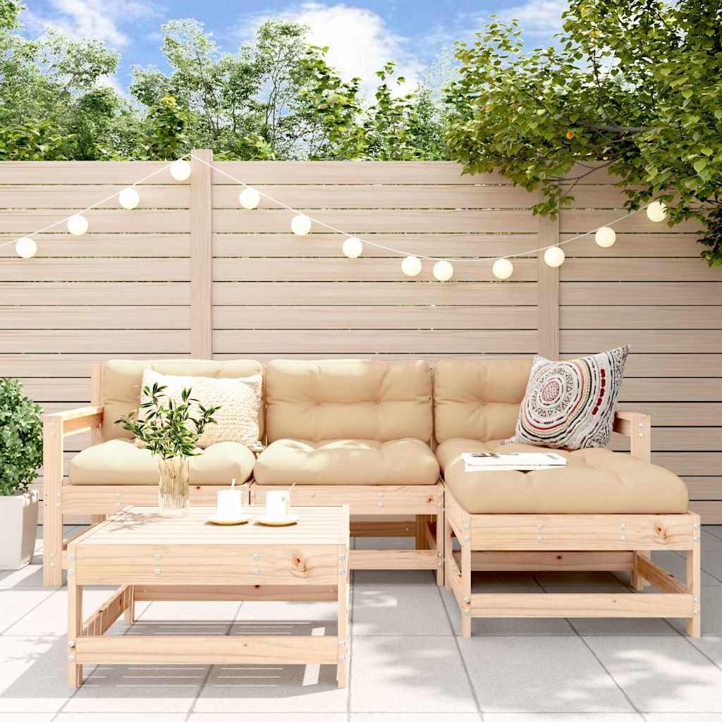 Set Salotto da Giardino 5 pz in Legno Massello di Pino