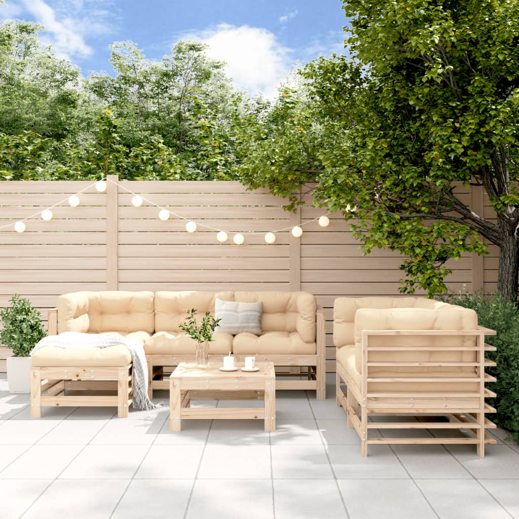 Set Salotto da Giardino 7 pz in Legno Massello di Pino | homemem39