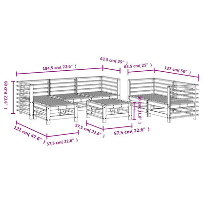 Set Salotto da Giardino 7 pz in Legno Massello di Douglas | homemem39